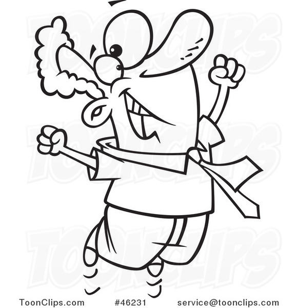 Line Art Cartoon Happy Businessman Jumping #46231 by Ron Leishman