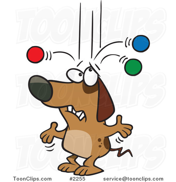 Old Cartoon Dog Trying to Juggle Balls #2255 by Ron Leishman