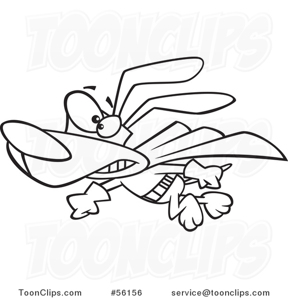 Outline Cartoon Flying Super Hero Dog to the Rescue