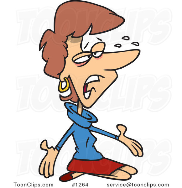 Stressed Cartoon Business Woman Kneeling on the Floor and Crying #1264 ...